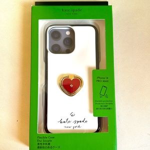 KATE SPADE New York IPhone 14 Pro Max Heart Stability Ring Stand Case! Like New!
